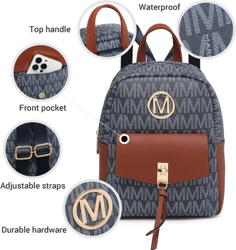 Miniatura 3 de MKP - Mochila pequeña para mujer, bolso de hombro con borla y dije, Azul oscuro, Mochilas Daypack