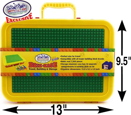 Miniatura 5 de Matty's Toy Stop Brik-Kase 2-GO - Estuche organizador de viaje, construcción, almacenamiento y organizador de 13 pulgadas con tapa de placa