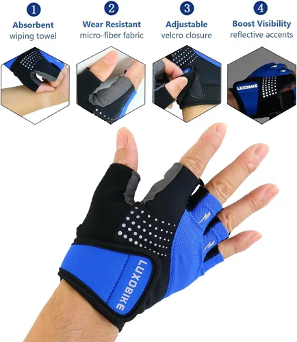 Miniatura 4 de Guantes de ciclismo para bicicleta de montaña para hombre, amortiguadores de gel SBR acolchados, palma antideslizante, ultra transpirables