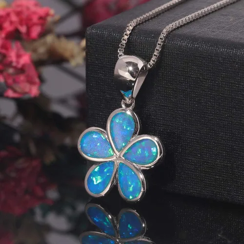 Miniatura 2 de CiNily Collar con colgante de hoja de ópaloflor para mujer, chapado en plata, regalo de joyería