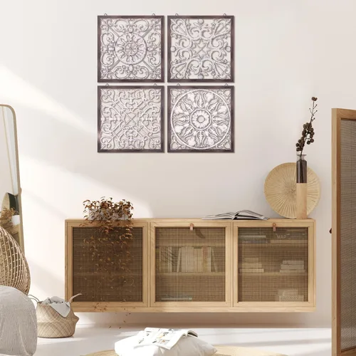 Miniatura 6 de Tatuo 4 piezas de decoración de pared de madera, paneles de madera decorativos de granja, decoración de pared moderna para sala de estar, hogar