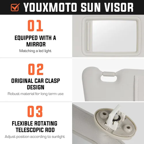 Miniatura 3 de Youxmoto Para Toyota Venza - Visera solar para el lado izquierdo del conductor y el lado derecho del pasajero, repuesto para Toyota Venza 2009 2010