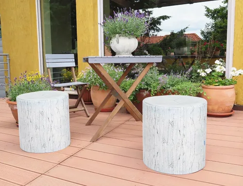 Miniatura 5 de Delsit Puf otomano para exteriores, taburete impermeable para uso en interiores y exteriores, reposapiés redondo con funda extraíble, decoración