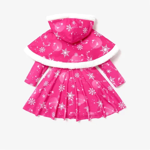 Miniatura 2 de Disney Princess - Conjunto de vestido de manga larga con estampado de personajes y capucha con estampado de copos de nieve