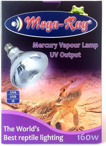 Mega-Ray Bombilla UV de vapor de mercurio/lámpara para reptiles y anfibios, lagarto de tortuga, UVA UVB, bombilla de calor de alta intensidad de UV