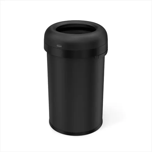 Miniatura 4 de simplehuman - Tacho de basura abierto Bullet de 115 litros / 30 galones, grado comercial, acero inoxidable cepillado de calibre pesado