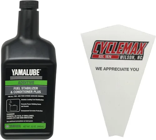 Cyclemax Un paquete para estabilizador y acondicionador de combustible Yamaha Plus ACC-FSTAB-PL-32 contiene un cuarto de galón y un embudo