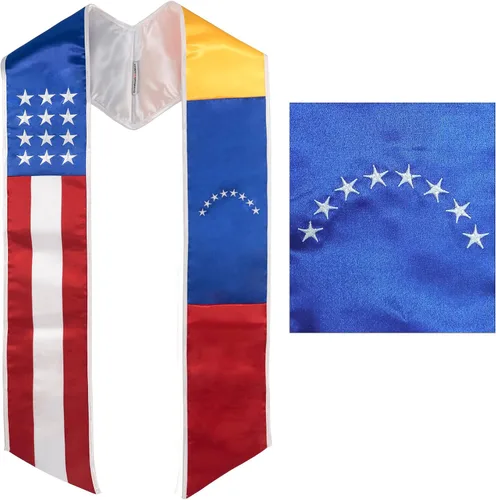 Miniatura 4 de GraduationMall Bandera de país Estola de graduación Bordado Faja para estudio a bordo de estudiantes internacionales