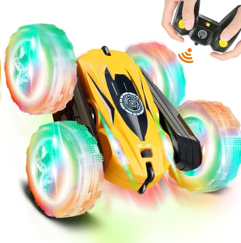 Miniatura 10 de FREE TO FLY Automóvil de control remoto para niños: coches RC de voltereta 360 2.4Ghz, coche de acrobacias giratorio de doble cara para niños de 6 a