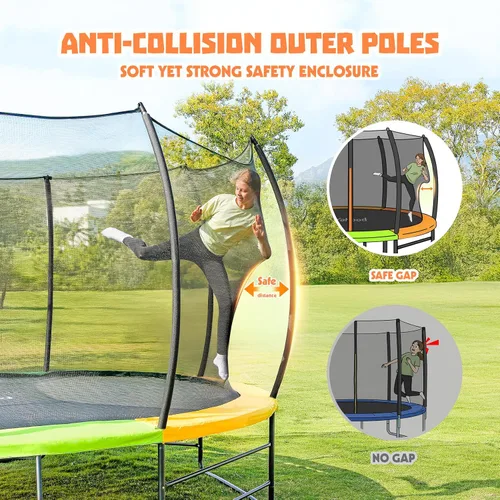 Miniatura 5 de Yohood Trampolín para exteriores de 12 pies y 14 pies, trampolines recreativos con red de cierre y escalera, aprobado por ASTM para niños y adultos