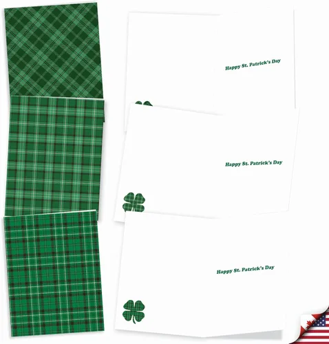 Miniatura 2 de The Best Card Company Juego de 20 tarjetas de notas del día de San Patricio a granel de 4 x 5.12 pulgadas con sobres (10 diseños, 2 de cada uno)