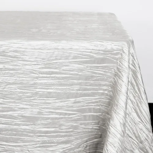 Miniatura 3 de YOUR CHAIR COVERS - Mantel rectangular de tafetán arrugado blanco de 90 x 132 pulgadas, 6 pies, elegante mantel para mesas rectangulares, bodas