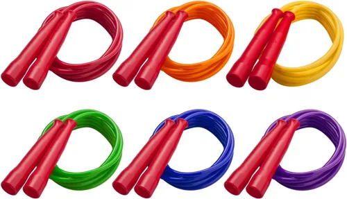 Champion Sports Cuerda de saltar de regaliz de 7 pies para fitness, varios colores, cuerdas de salto de velocidad con asas contorneadas para