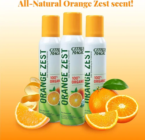 Miniatura 6 de Citrus Magic Ambientador en aerosol orgánico natural que elimina olores, ralladura de naranja, 3 onzas, paquete de 3