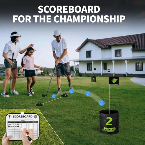 Miniatura 8 de Juego de astillado de golf con 2 palos retráctiles y 9 agujeros, juego de golf portátil para adultos y niños, juguete de práctica deportiva