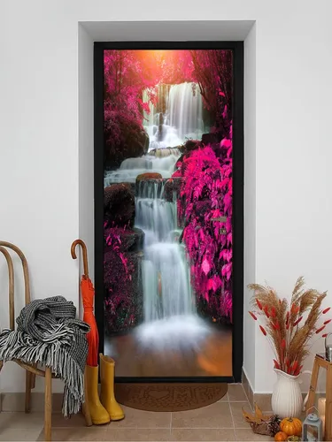 Miniatura 28 de artfanke Adhesivos 3D para puerta, 30.3 x 78.7 pulgadas, papel tapiz de piedra para puerta de escalera de piedra, calcomanías autoadhesivas