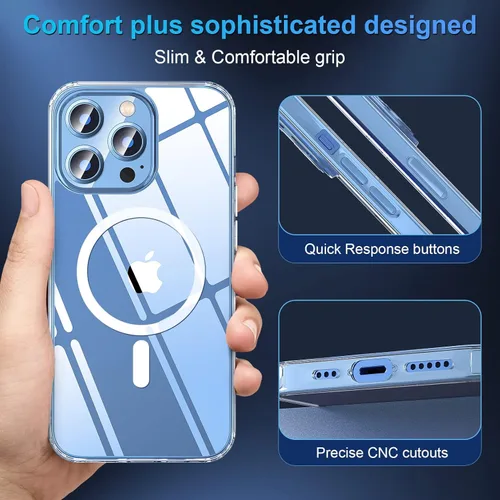 Miniatura 4 de SUCGLES Funda para iPhone 13 Pro Max con MagSafe, imán ultra fuerte N56, protección contra caídas de 12 pies, antiamarilleo, funda magnética
