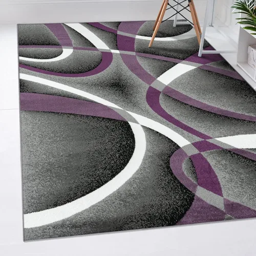 Miniatura 25 de 2305 Alfombra abstracta moderna roja, negra, y beige, Polipropileno, Gris