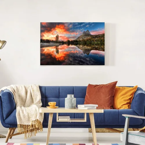 Miniatura 2 de Inpraradiso - Lienzo de Arte de Pared de Naturaleza: Cuadro Panorámico de Paisaje de Lago de Montaña, Árboles del Bosque, Impresión Artística
