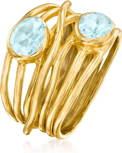 Miniatura 3 de Ross-Simons Anillo de carretera con topacio azul cielo de 1.70 qt t en oro de 18 quilates sobre plata esterlina