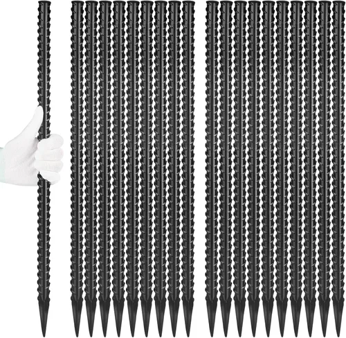 Miniatura 21 de Besitu - Estacas de refuerzo de 16 pulgadas (paquete de 16), estacas de metal resistente para madera, hormigón, plantas de jardín, estacas de acero