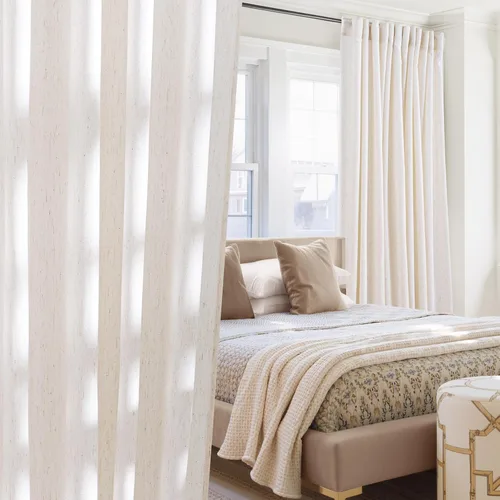 Miniatura 55 de NICETOWN Cortinas de lino grueso para dormitorio, privacidad añadida, bolsillo para barra y pestaña trasera, no se transparentan, mezcla de lino