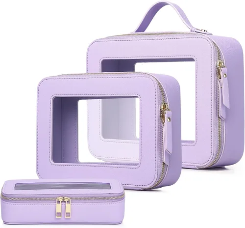 Miniatura 38 de Pinkmik Pequeña bolsa de maquillaje transparente, mini estuche para cosméticos, bolsa de aseo impermeable con cremallera, organizador de bolsos
