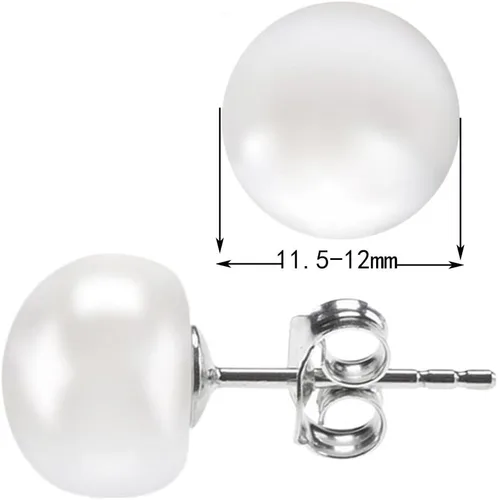 Miniatura 6 de ALYC Pearl Earrings Freshwater Pearl White Button Stud Earrings with 925 Sterling Silver for Women