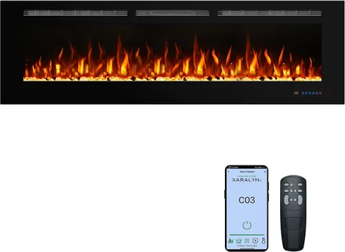 Miniatura 11 de Insertos de chimenea eléctrica inteligente de 36 pulgadas, calentador eléctrico empotrado y montaje en pared y chimenea lineal con aplicación