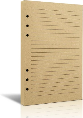 Papel rayado A5 vintage recargable, papel de recambio retro A5 para carpetas de 6 anillos, planificador, diario de viaje, cuaderno, papel de relleno