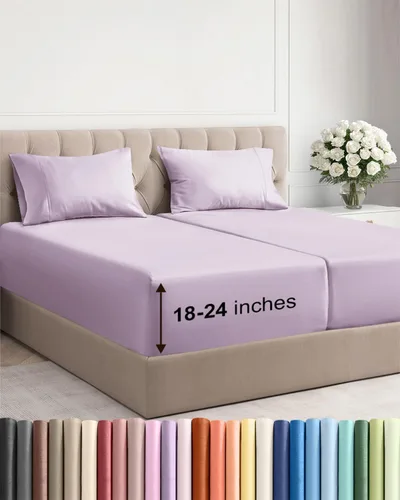 Miniatura 182 de Sábanas King divididas con bolsillos extra profundos, sábanas transpirables y refrescantes de 5 piezas, sábanas de lujo para hotel, suaves, sin 22