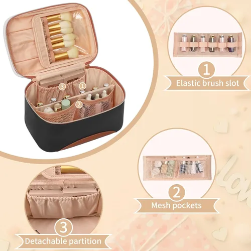 Miniatura 3 de OCHEAL Makeup Bag,Large Capacity Travel Makeup Bag,Waterproof Cosmetic Organizer Case with Brush Holder Portable Make Up Bag for Women,Toiletry Bag