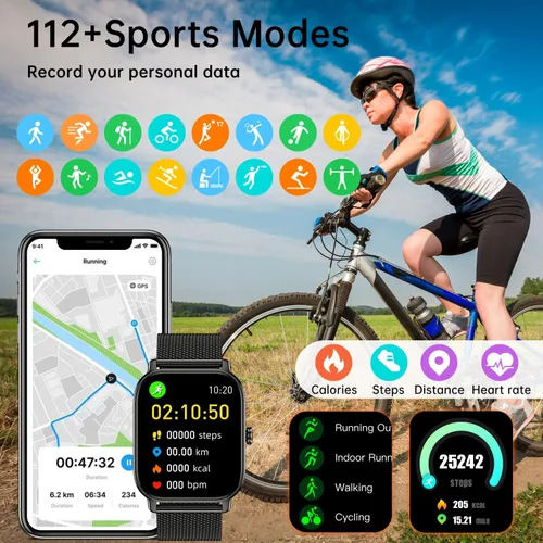 Miniatura 4 de Reloj inteligente para hombre y mujer Fitness: hacer respuesta llamar relojes digitales impermeables para hombre podómetro de carrera reloj