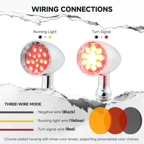Miniatura 3 de 2 luces LED rojas de 15 piezas para motocicleta, luz de freno, intermitente, indicador de parada para Harley Honda Chopper (Luz roja cromada)