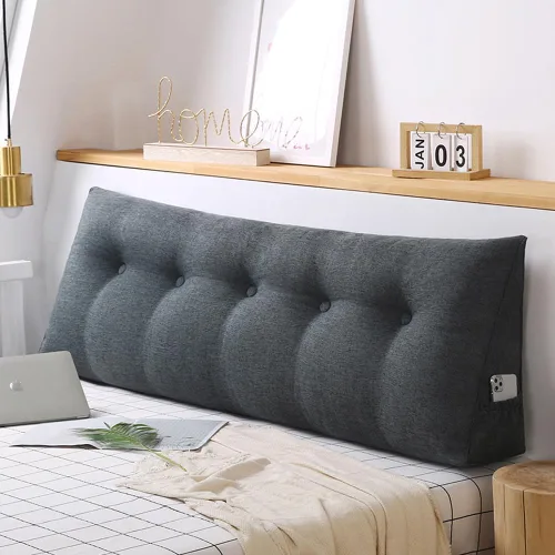 Miniatura 9 de Almohada de cuña de cabecera para cama individual/individual/Queen/King, almohada de lectura grande de lino y algodón, almohada triangular