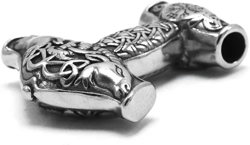 Miniatura 3 de BAVIPOWER Viking Ram - Colgante de cabeza de cabra Mjolnir, collar de martillo de Thors de acero inoxidable, joyería pagana nórdica para hombres