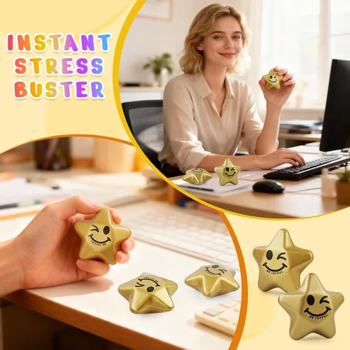 Miniatura 5 de SHQDD 36 bolas de estrés, bolas de estrés de estrella para adultos y niños, mini bolas de espuma para aliviar el estrés, alivio de la ansiedad