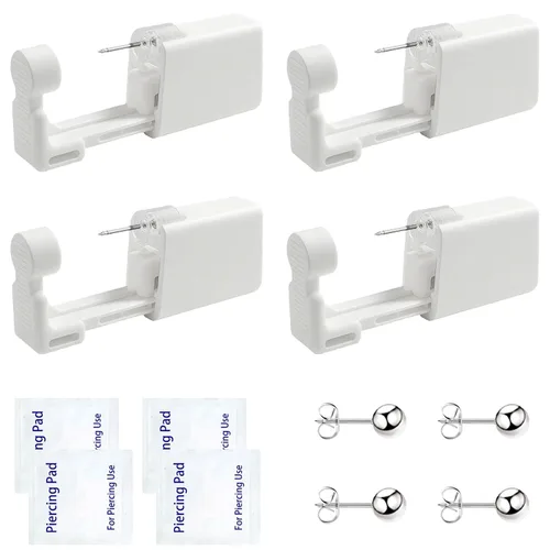 Miniatura 8 de Kit de piercing de oreja desechable con aretes de circonita de varios tamaños, kit de perforación de oreja fácil y auto para su propio uso en casa