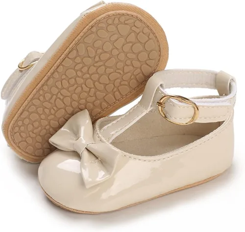 COSANKIM Zapatos planos Mary Jane para bebés y niñas, suela de goma antideslizante, zapatos de vestir de princesa para boda
