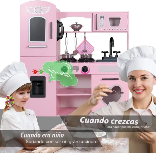 Miniatura 2 de TaoHFE Cocina de Juguete, Juego de Cocina Rosa para Niñas, Juego de Cocina para Niños de 6 a 8 Años, Regalo Juego de Cocina para Niños de 3+ Años
