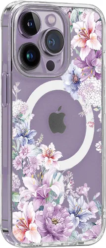 Miniatura 5 de para iPhone 13 Mini Linda Funda Magsafe, Carcasa Protectora y Anti-Shock de Flores, Cubierta de PC+TPU, Magnética, para Mujeres flor (flower 5)