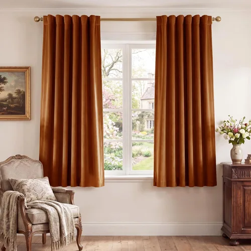 Miniatura 19 de StangH - Cortinas opacas de terciopelo con pestaña trasera, aislamiento térmico, para puerta corrediza, dormitorio, telón de fondo, estudio, teatro