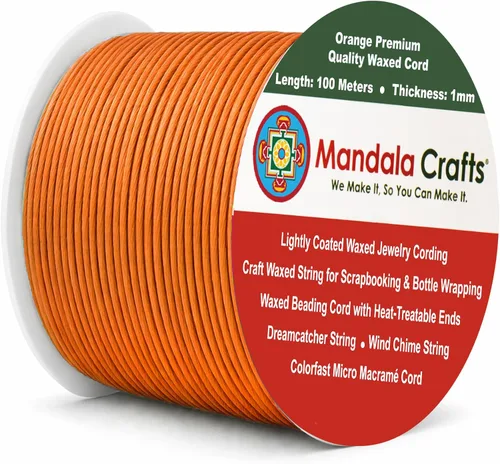 Miniatura 107 de Cuerda Mandala Crafts 0.03 pulgadas 109 yardas para hacer joyería, artesanía, macramé, cuerda de algodón encerado Negro