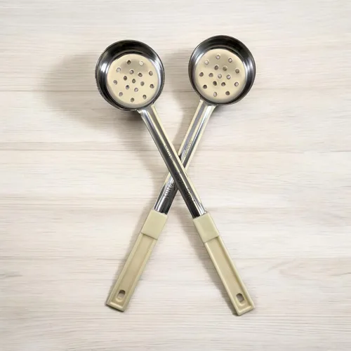 Miniatura 7 de Cuchara ranurada de acero inoxidable para control de porciones de 3 onzas para medir y servir; cucharas de grado comercial (paquete de 12)