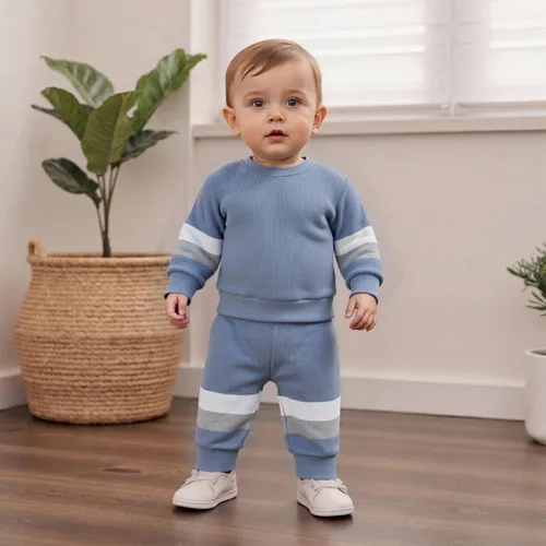Miniatura 25 de Kuriozud Conjunto de 2 piezas de sudadera con cuello redondo y pantalones deportivos para niños pequeños para otoño e invierno