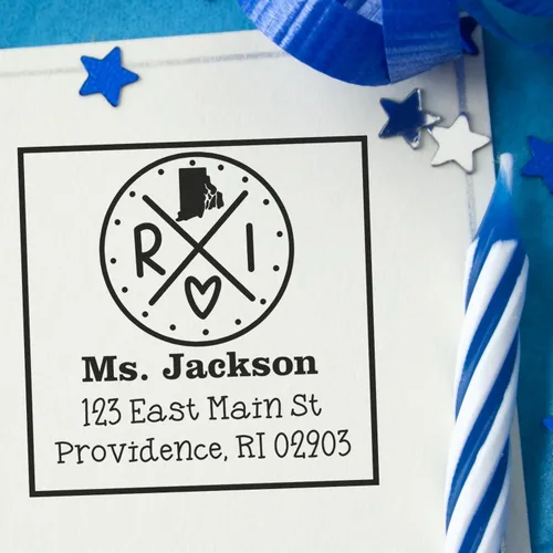 Miniatura 30 de Sello entintado moderno con nombre y dirección del estado de Alabama – Sello de dirección de devolución personalizado para invitaciones de despedida