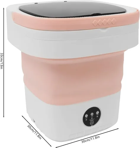 Miniatura 7 de Lavadora portátil de 12 l, mini lavadora, plegable de gran capacidad, diseño de rueda de lavado de manos simulado/función de luz azul para limpieza