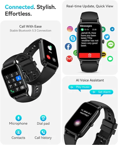 Miniatura 2 de Rastreador de actividad física para mujeres y hombres, reloj inteligente compatible con iPhone Android, contador de pasos impermeable IP68 con más