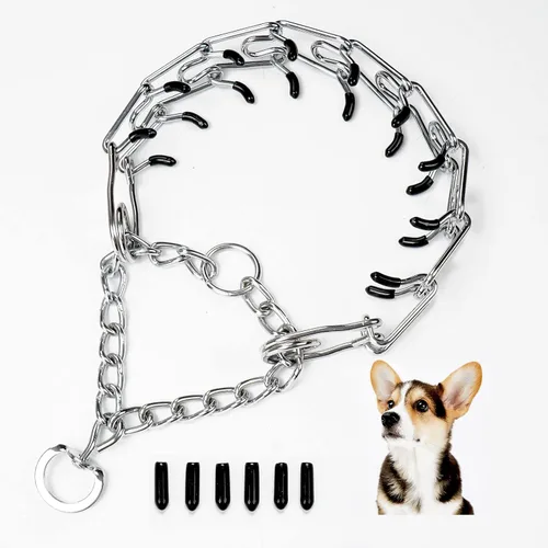 Miniatura 8 de Collar de punta para perro, collar de entrenamiento para perros con clip de liberación rápida, eslabones ajustables de acero inoxidable con puntas