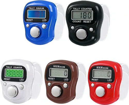 Miniatura 6 de Tasbeeh Tasbih - Paquete de 6 contadores digitales de 5 dígitos con luz LED, anillo de transporte, funda rígida individual para musulmanes, oración